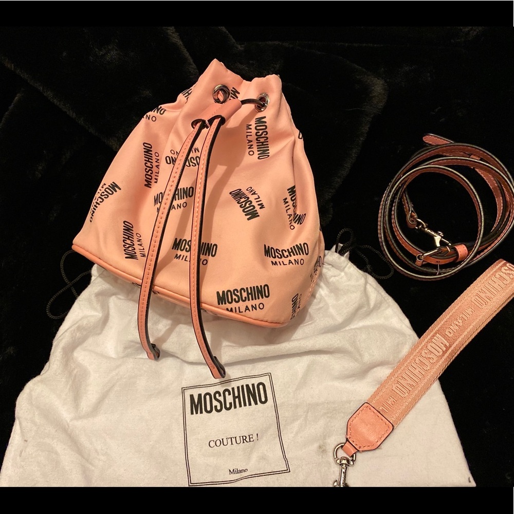 Cute bag. Pink Nylon fabric print Moschino
